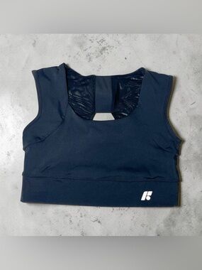 Forme Sports Bra Women’s XXL Black Keyhole Back Longline Crop Top Athletic